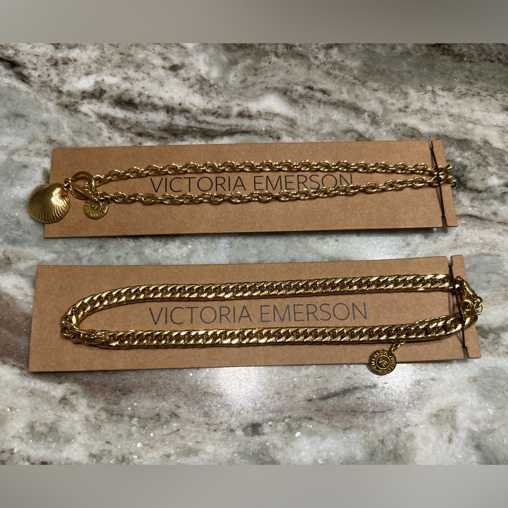 New*** Victoria Emerson Gold Necklace Set